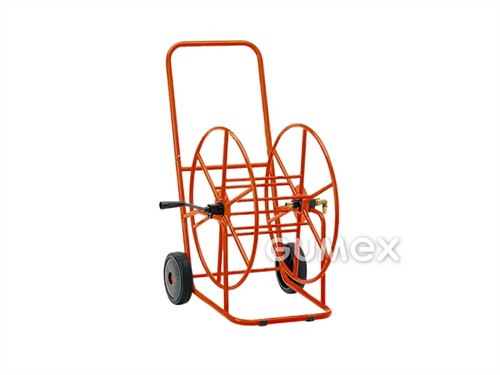 Schlauchwagen und Trommel, 3/4"- 100m,  Stahl, rot, 